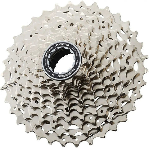 Cs-R7101 12 Speed Cassette 11 34T For Road Bikes Lightweight Alloy 361g Smooth Shifting Broad Gear Range Durable And Reliable Performance In Silver Finish, close-up view