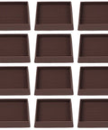 Brown Square Rubber Furniture Caster Cups With No Slip Grip, 3x3 anti movement pads, protect floors from scratches and dings.