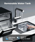 Removable water tank from Chewable Nugget Ice Maker Countertop 44 Lbs Per Day Pebble Sonic Ice Machine shown being filled