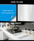 Two 304 stainless steel sheets, 4x4 inches, 1/8 inch thick, blue protective film; shown installed on a kitchen counter.