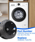 Blower Fan Assembly Replacement For Dryers 9.51 OD T45 with dryer in background, easy installation display