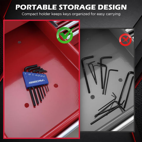 Dope 7 Piece Metric Hex Key Set With L Shaped Allen Wrenches in blue holder for organized storage in toolbox