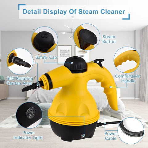 Beast 1000W Handheld Steam Cleaner With High Temperature Pressurized Steam Portable Cleaning Machine detail display with labels.