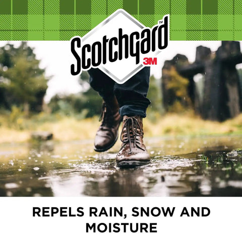 Person walking on wet ground showcasing Outdoor Water Shield Spray For Fabric Protection Against Rainy Weather, a water repellent spray.