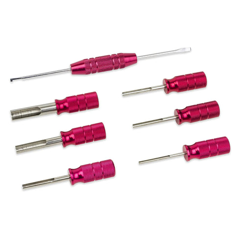 7 Piece Deutsch Terminal Release Tool Kit For Wire Terminals 4 8 12 14 16 20 Gauge Pro Grade With Aluminum Handles Stainless Tips