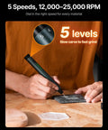 Daily Driver Portable Cordless Engraving Pen Handheld 5 In 1 Rotary Tool engraving on stone, showcasing 5 speed settings.