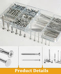 Picture Hanging Nails And Wood Screws Kit With 205 Finishing Nails And 145 Flat Head Screws in organizer box