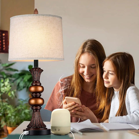 Cozy room scene with Natural Linen Lamp Shades Set Of 2 For Table, Floor, And Bedside Lamps, modern flaxen white fabric style