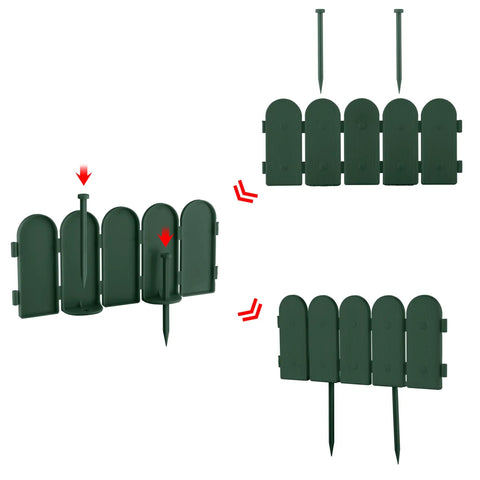 Green Garden Border Edging Kit For DIY Yards 8 Piece Flexible Polypropylene Lawn Fence Panels 10 Ft Total Length Easy Install