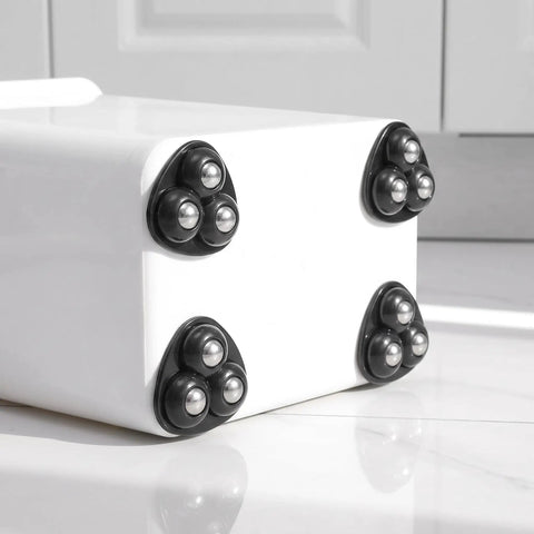 12pcs Black 360 Degree Swivel Casters for Furniture and Storage showcased on the base of a white piece, featuring silent wheels.