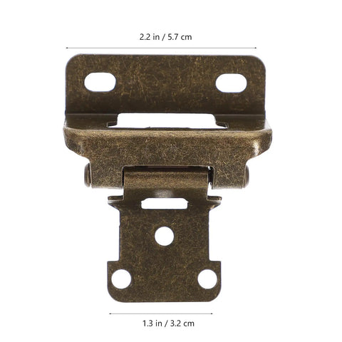 4 Pack Golden Iron Kitchen Cabinet Door Hinges With Self Closing Spring, front view dimensions shown