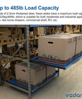 Warehouse shelving showcasing 52 Inch Beefy Industrial Grade Heavy Duty Drawer Slide Without Lock A76 Black Electroplated Cold Rolled Steel.