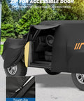 Bronco 4 Door Car Cover 2021 2026 Waterproof All Weather Protection With Zipper Entry showing open door access and tough zip detail.