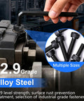 Top Shelf 1016 Piece M2.5 Hex Socket Screw Kit With Nuts And Washers Hella Sturdy Grade 12.9 Alloy Steel Metric Fasteners close-up of screws.