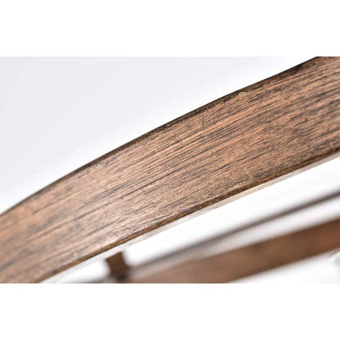 Akua Imitation Wood Grain Matte Black Four Light Drum Chandelier With Metal Frame And Glass Accents, wood grain detail