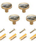Customizable Black Gold Chinese Landscape Cabinet Knob Set For Kitchen Drawers And Doors 1.26 Inch 32mm Zinc Alloy Hardware 4 Pack