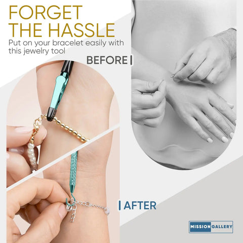 Metal Bracelet Clasp Helper Tool With Hook For Fast And Easy Jewelry Clasping For Bracelets Necklaces And Watches Portable Easy To Use Grip That Never Slips Teal Finish
