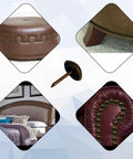 Top Tier Heavy Duty Upholstery Tacks Legit Red Copper Furniture Nail Set on decorative leather furniture with elegant trim.