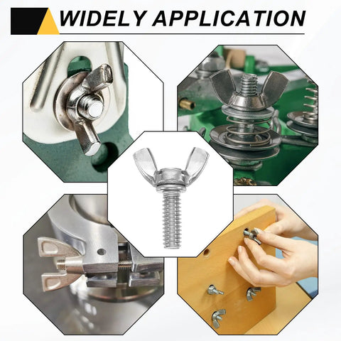 Top Tier 5 Piece 1/4 20 X 3/4 Wing Butterfly Screws crafted from heavy duty 304 stainless steel used in various applications.