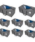 Eight Pack Moving Bags And Storage Totes With Lids For Clothes And Linen Organization Space Saving Foldable Bins Alternative For Dorms And Home 86 Liter 23 Gallon Capacity Large Black Windowpane Pack