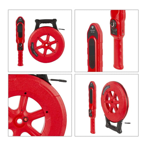 Built Tough Wireless Stud Finder And Wall Scanner That Catches Hidden Pipes Obstructions And Water Lines With Waterproof Probe And Adjustable Sensitivity Zero Guesswork Straight Shooter Preferred, red scanner and reel.