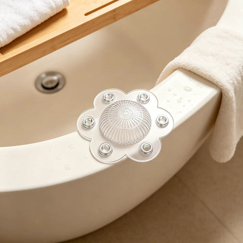 2 Pack Hair Catcher Drain Cover - 5" Dome Shaped Soft PVC with 6 suction cups on bathtub rim.