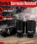 Half Inch Drive Deep Impact Socket Set Eleven Piece Jumbo Metric Six Point Sockets For Axle Nut And Wheel Black Finish