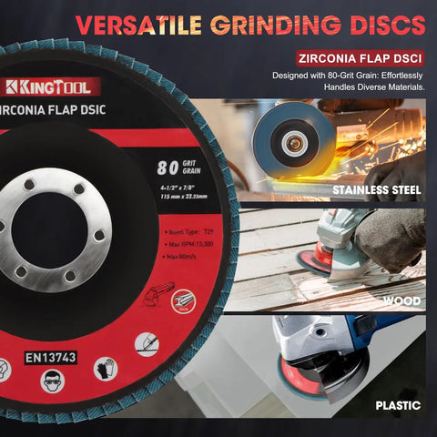 Close-up of 31-Piece 4 And A Half Inch Grinder Wheel Set With 25 Cut Off Wheels, 3 Grinding Wheels, 3 Flap Discs, Seven Eighths Inch Arbor