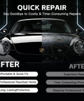 Car Scratch Repair Pen For All Cars, Quick Paint Fix That Covers Scratches And Scuffs shown with before and after results on a black car.