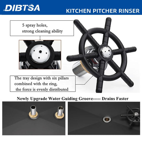 Glass Rinser For Espresso Bar Matte Black Stainless Steel Sink Rinse Station With 5 Spray Holes and Pitcher Rinser