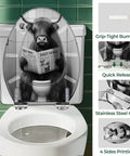 Elongated Resin Toilet Seat, Bathroom with cow design, fits standard toilets. Features stylish printing and quick release hinges.