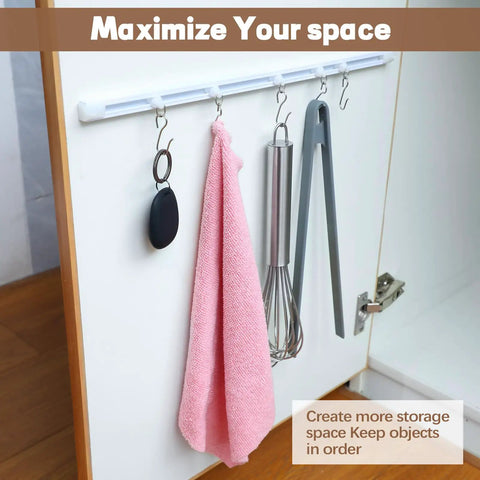 Self-Adhesive Ceiling Curtain Track Rail 11 Ft No-Drill No-Damage Peel-and-Stick For Windows Cabinets Closets Bathrooms Shower Curtains Room Dividers Instant Privacy Easy DIY Install on white cabinet door with hooks