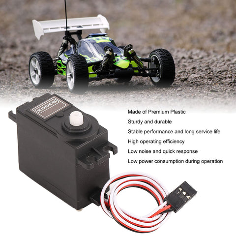 Smooth Operator High Speed Standard RC Servo Motor Featuring Tough Plastic Gears And Durable Metal Output Spline Quiet Tech in action with RC car.