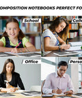 100 Pack Wide Ruled Composition Notebooks Bulk 200 Pages Each Hard Cover Black Marble Design For School Office Home Notes