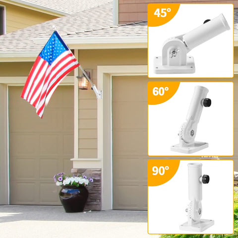 Built Tough 1 Inch Flag Pole Wall Mount Bracket With Secure Hardware Kit 180 Adjustable Premium Aluminum Outdoor Porch with flag