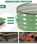 Galvanized Raised Garden Bed Kit 2 Pack 4x2x1 ft Oval Planter Boxes With Rubber Strip For Outdoor Veggies Flowers In Olive Green