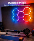 Hexagon RGB LED Lights With Music Sync And App Control For Gaming Room Gym And Garage Five Grid Gen IV Honeycomb Panels