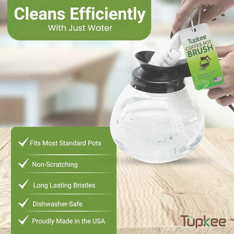 Coffee Pot Cleaning Brush With Curved Head For Easy Inside Scrubbing Non Scratching Soft Bristles in water cleaning