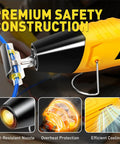 Yellow mini heat gun from All In One Solder Seal Wire Connector Kit with heat-resistant nozzle and cooling features in use