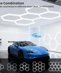 LED Garage Hexagon Lights 24 Pack With 168W 16800LM 6500K Daylight Brightness Boss Level Modular Grid Lighting Kit in garage