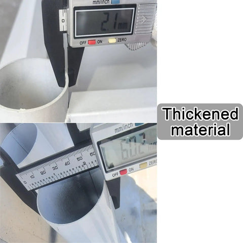 Close-up measuring thickness of heavy duty battle ready double layer stainless steel workbench with pegboard backing.