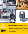 M3 X 30mm Hex Socket Head Cap Screws Set, 200 Pieces, 12.9 Grade Alloy Steel, used in 3D printing and machinery assembly.