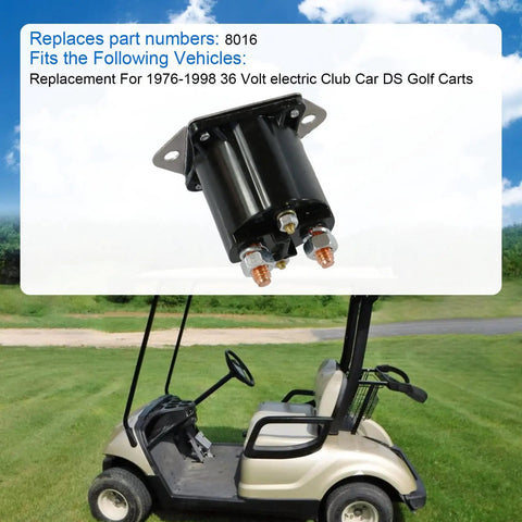 Heavy Duty 36 Volt Golf Cart Solenoid 4 Pin Replacement For Club Car Ds 1976 To 1998 Replaces Oem Part 8016 black relay with terminals on golf cart