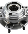 Rear And Front Wheel Bearing And Hub Assembly Kit For Ford Explorer 2011 To 2018 And Police Interceptor Utility Front And Rear 5 Lug Hubs With ABS Durable Replacement For Rough Roads Direct Fit, close-up view of wheel hub.
