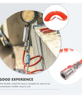 Heavy Duty Coiled Pneumatic Air Hose Reel That Retracts Like Magic To Tidy Up Workshop Messes Real Fast Plus Fits Most Standard Compressor Tools Like A Dream With Flexible Spiral Tube And Easy Plug Connections For Top Notch Airflow, red coil hose