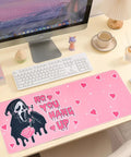 Pink Large Gaming Mouse Pad 31.5 By 11.8 Inches Desk Mat With Anti Skid Rubber Base featuring ghost design on office desk