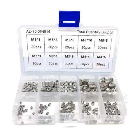 400 Piece Hex Screw Set In Organizer Box 304 Stainless Steel M3 M4 M5 M6 M8 Hex Screws Pro Grade Inner Hex Drive Dual Pack