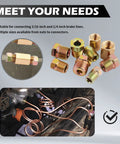 100 Piece Brake Line Fittings Kit For 3/16 And 1/4 Inch Tubing With Nuts And Connectors, brass brake line fittings with installed tubing