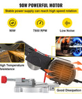Close-up of a 90W motor showing features of a 110V Mini Miter Cut Off Chop Saw With Dual Two and Five Sixteenths Inch Blades