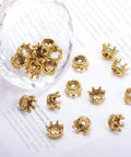20 Pieces Solid Metal King And Queen Crown Big Hole Bracelet Connector Beads For Jewelry Making Tarnish Resistant Plating In 18K Gold